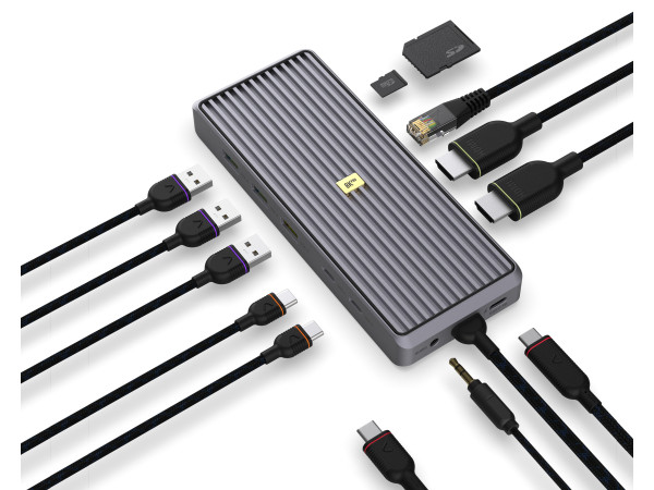 Unisynk 12 port USB-C Hub 8K 100W Grey Unisynk 12 port USB-C Hub 8K 100W Grey