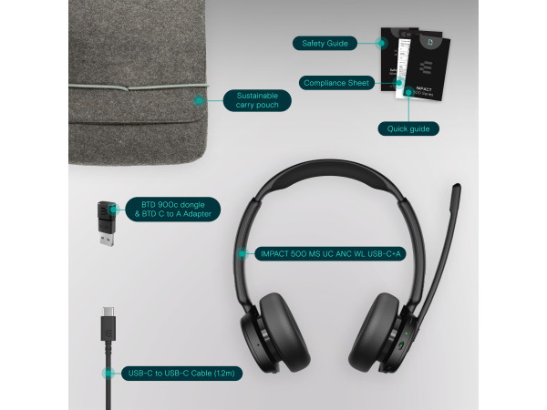 IMPACT 500 MS UC ANC WL USB-C+A